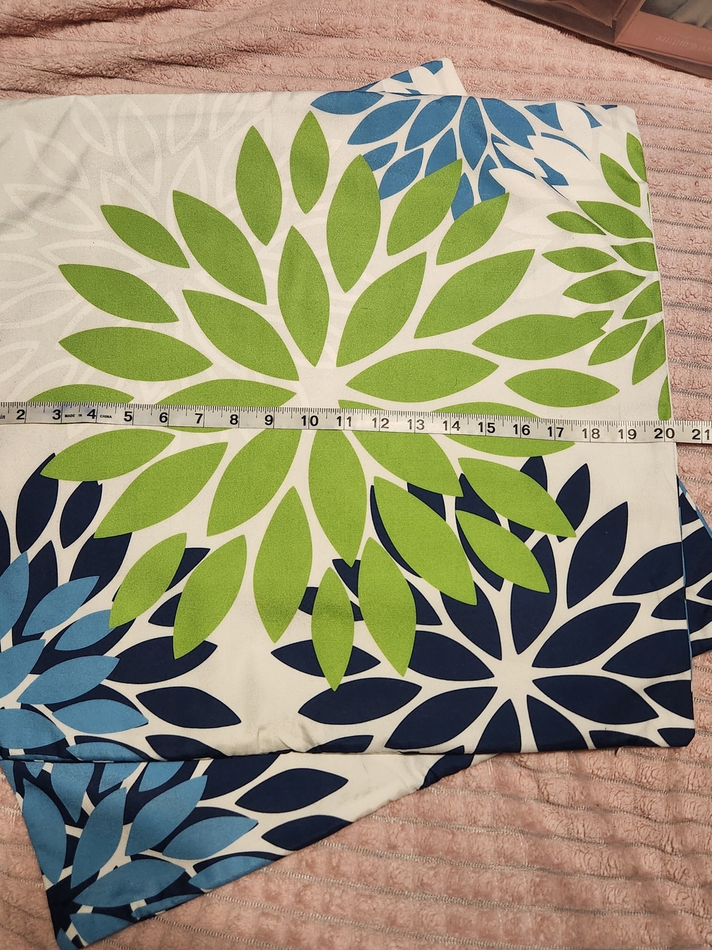 Green & Blue Floral Pillow Cover Set of 2 - Home Accents 19" X 20" NWOT